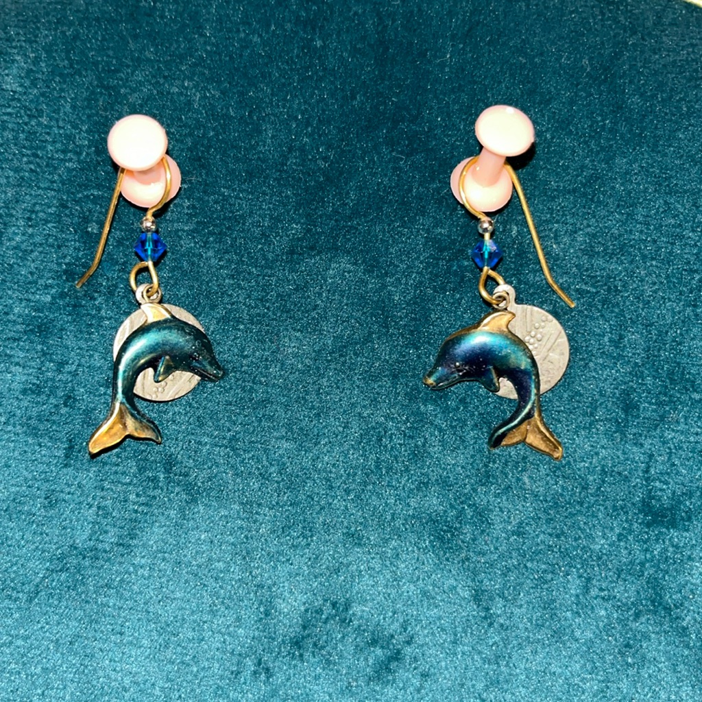 Dolphin 2part Silver Forest Pierced Earrings